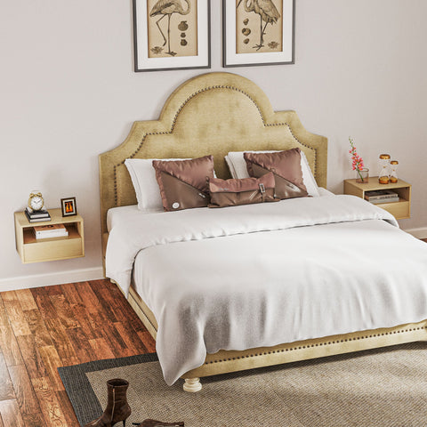 Rootz 2 Piece Wall Bedside Table Set - Nightstand - Bedside Table - Space-Saving Design - 45 x 35 x 27.5cm