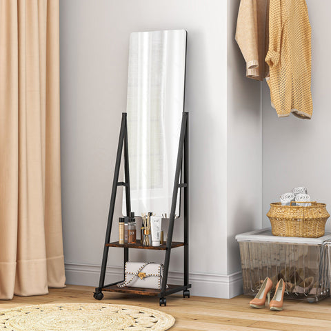 Rootz Standing Mirror - Full-Length Mirror - Floor Mirror - Adjustable Angles - 42cm x 37cm x 155cm