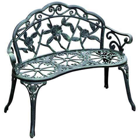 Rootz 2-Seater Garden Bench - Outdoor Furniture - Metal Bench - Antique Design - Weatherproof - Easy Assembly - 100cm x 54cm x 78cm