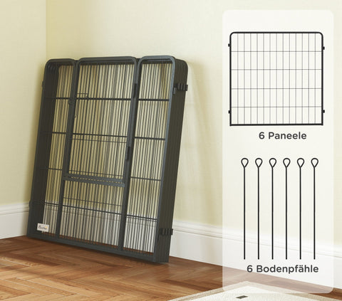 Rootz Dog Fence - Pet Enclosure - 6 Panel Playpen - Foldable & Durable Steel - Rectangle 160x80x80cm - Ideal for Puppies & Medium Dogs