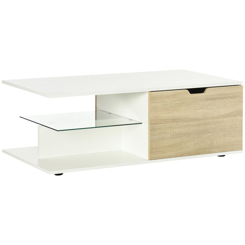 Rootz Rectangular Coffee Table - Modern Table - Stylish Coffee Tables - Two Drawers & Storage - 106cm x 58cm x 39cm