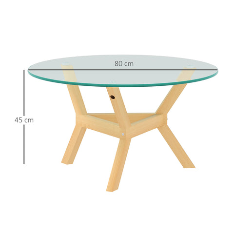 Rootz Round Coffee Table - Matched Glass - Living Room Table - Adjustable Foot Pads - Stable Design - Ø80 x 45H cm