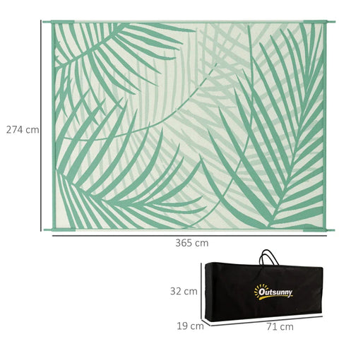 Rootz Outdoor Rug - Patio Rug - Weather Resistant - Modern Design - Non-woven Fabric - Green + Cream - 365 cm x 274 cm x 0.3