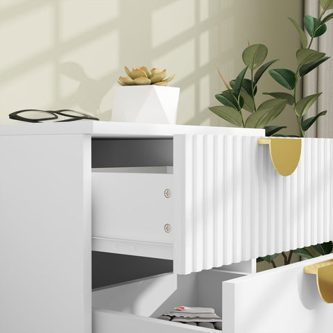 Rootz Bedside Table - Night Dresser - Side Table - Elegant Gold Handles - Space-Saving Design - 40 x 40 x 50 cm