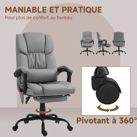 Rootz Ergonomic Massage Chair - Reclining Office Chair - Heated Lounge Chair - Wired Remote - 66cm x 75cm x 112-122cm