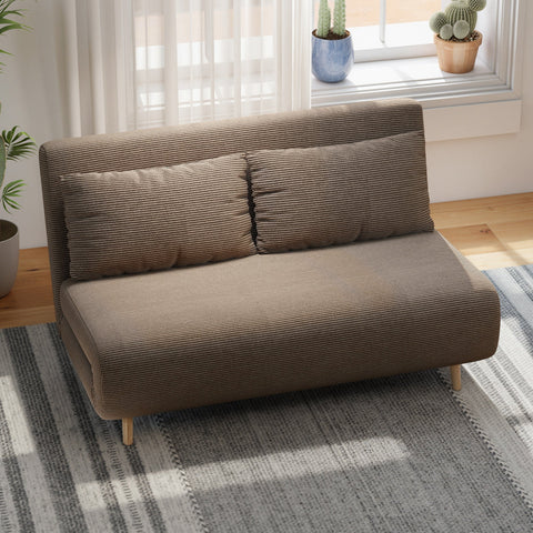 Rootz Sofa Bed Brown - Guest Bed - Convertible Couch - 3-Way Adjustable Backrest - Maximum Comfort - 141 x 90 x 81 cm