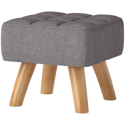Rootz Grey Foot Stools - Upholstered Ottomans - Footrests - Supports Up to 110kg - 27cm x 27cm x 26cm - Wooden Legs