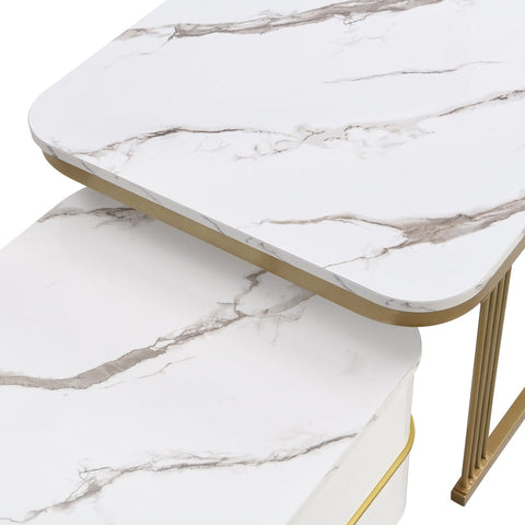 Rootz 2 Piece Coffee Table Set - Nesting Table - Side Tables - Luxurious Design - 60x60x45cm & 50x50x34cm