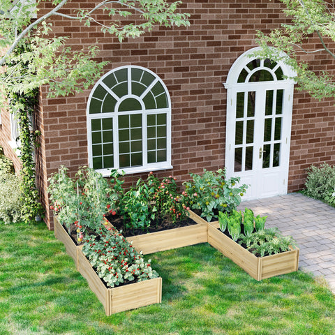 Rootz Modular Flower Bed Set - Raised Planter - Spruce Wood Boxes - Boosts Root Growth - 230l x 230b x 28h cm