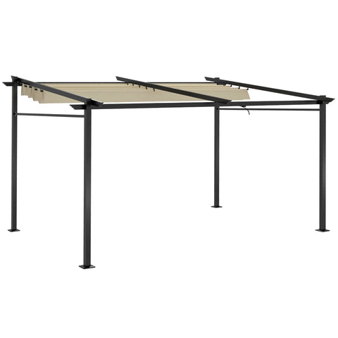 Rootz Pull-Out Pergola - Extendable Shade Canopy - Outdoor Shelter - UV-Resistant Polyester - 3.97m x 2.95m x 1.95-2.3m
