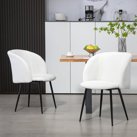 Rootz Set of 2 Dining Chairs - Fabric Backrest - Modern Seating - Optimal Comfort - 55 x 62 x 80 cm - White & Black