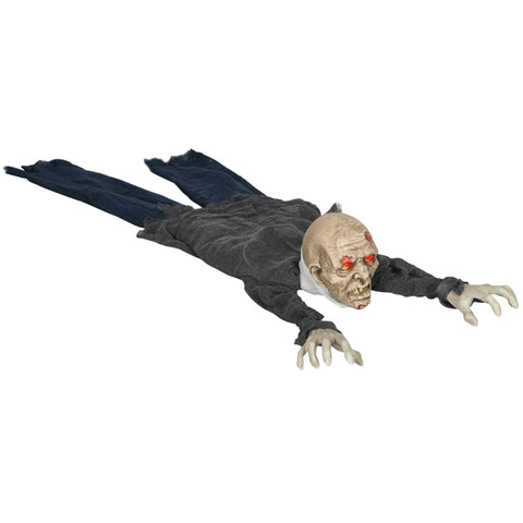 Rootz Halloween Decoration Zombie - LED Eyes - Howling Sounds - Realistic Crawling Motion - Touch & Sound Activation - 45cm x 20cm x 140cm - Polyester, PE, Steel