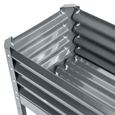 Rootz Raised Bed Plant Bed Planter Box - Garden Planter - Elevated Garden Bed - Weather Resistant - Ergonomic Design - Easy Assembly - 100cm x 45cm x 80cm - Galvanized Steel - Silver