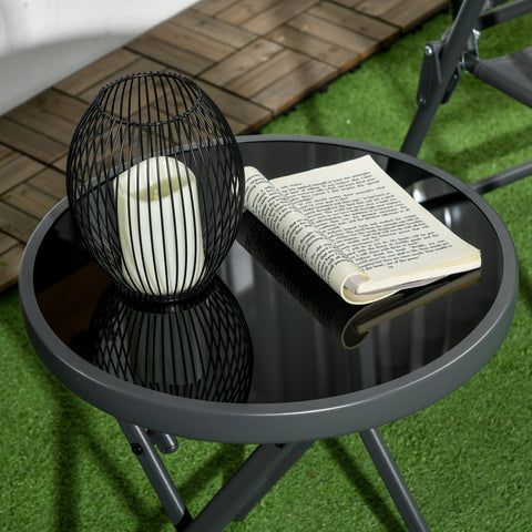 Rootz Foldable Outdoor Side Table - Folding Table - Compact Table - Weatherproof - Ø45 x 50cm - Black