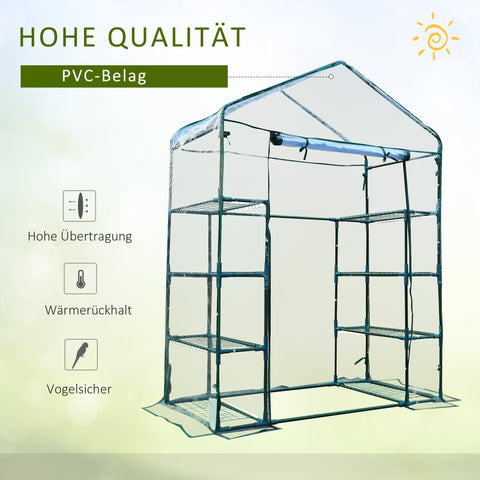 Rootz Vertical Garden Greenhouse - Terrace Greenhouse - Plant Shelter - 8 Shelves - PVC Cover 143x73x195cm