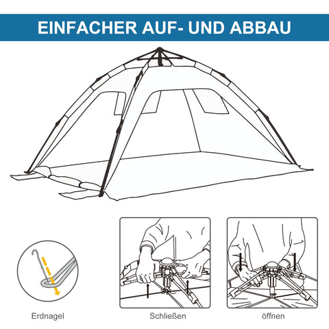 Rootz Pop-Up Beach Tent - Sun Shade - UV Shelter - Mesh Window - Fiberglass Frame - 220x173x120cm