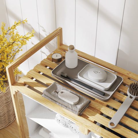 Rootz Laundry Basket with Bag - Fabric Drawer - Bamboo Organizer - Enhanced Sorting - 70x36x70 cm White and Brown