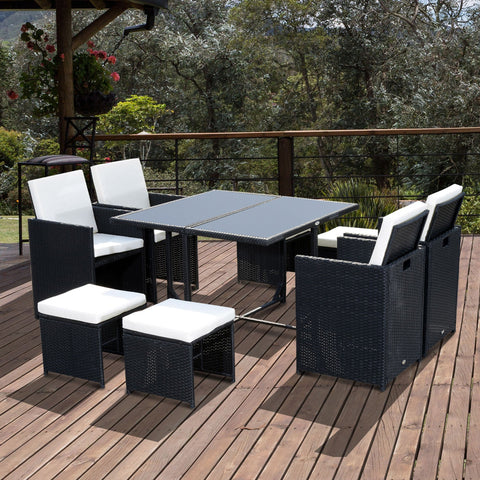 Rootz Garden Furniture Set - Patio Set - Outdoor Seating - Space-Saving - Table: 109x109x72cm, Armchair: 56x52x87cm, Stool: 41x41x31cm