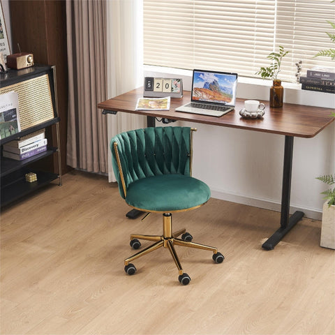 Rootz Velvet Office Chair - Home Desk Chair - Swivel Seating - Adjustable Height - 54.1L x 57.9W x 77.9H cm