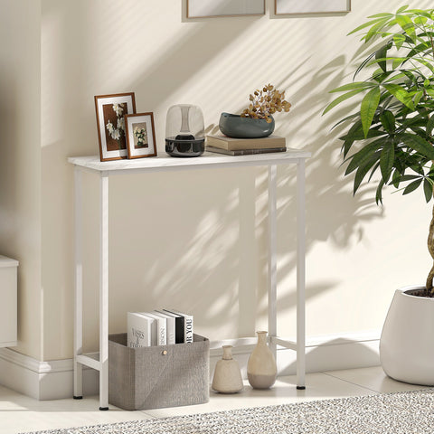 Rootz Console Table - Narrow Hallway Table - Slim Corridor Table - Adjustable Foot Pads - 75cm x 24cm x 76cm - White