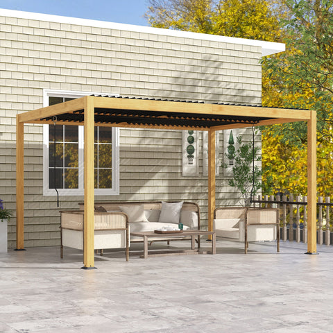 Rootz 3x4m Bioclimatic Pergola - Sun Sail - Outdoor Shelter - Adjustable Slats - Aluminum - 395x300x228cm