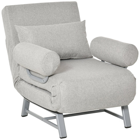 Rootz Convertible Sleep Sofa Chair - Armchair - Lying Chair - Maximum Comfort - Grey - 73x60x81cm, 190x58x26.5cm