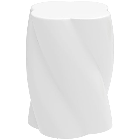 Rootz Ceramic Stool - Garden Stool - Weatherproof Seat - Resilient & Versatile - Ø33 x 45 cm - 120kg Capacity - White Spiral Design