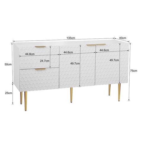 Rootz Elegant Sideboard - Storage Cabinet - Buffet Table - Ample Storage - 135L x 40W x 75H cm