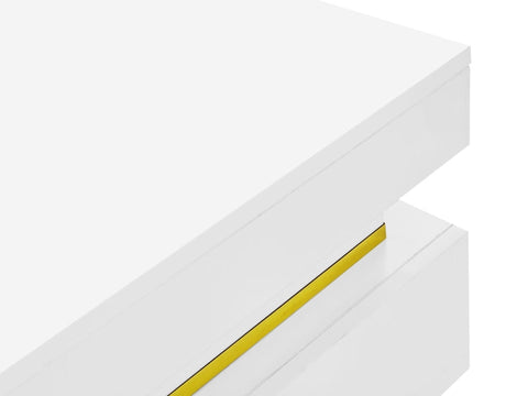 Rootz Coffee Table - High Gloss - Luxury Gold Accents - Ample Storage - 70L x 70W x 35.5H cm