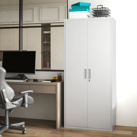 Rootz File Cabinet - Office Cabinet - Storage Shelves - Metal - Durable & Secure - 80b x 40t x 180H cm