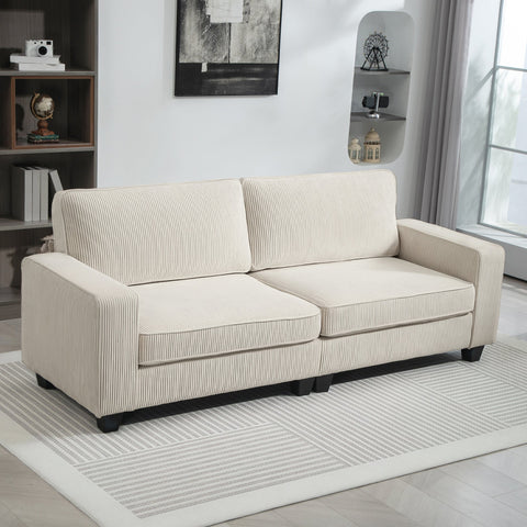 Rootz 3-Seater Sofa - Living Room Couch - White Sofa - Optimal Support - 227 x 84 x 87 cm