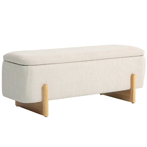 Rootz Storage Bench with Seat Chest & Storage Space - Upholstered Bench - Blanket Storage - Breathable Fabric - 111cm x 44cm x 44.5cm