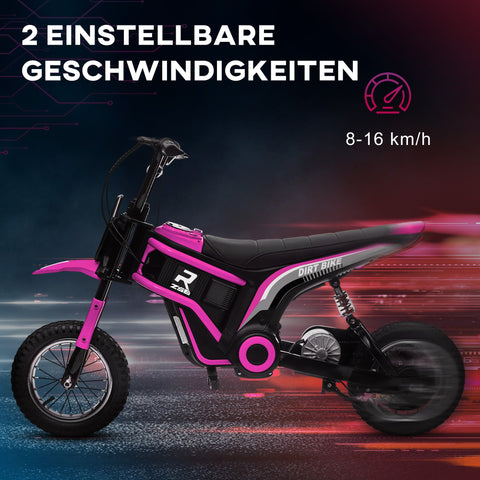 Rootz Purple and Black Electric Motorcycle for Kids - Children's Ride-On - Motorbike - 24V Engine - Adjustable Speed - Horn & Lamp - 119cm x 64cm x 76.5cm