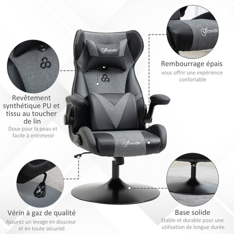 Rootz Ergonomic Gaming Chair - eSport Chair - Workstation Seating - Height Adjustable, Neck & Loin Pillows - 69cm x 73cm x 112-118cm