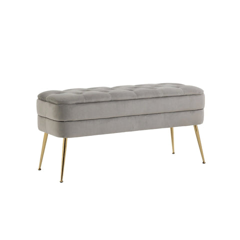 Rootz Velvet Pouf Bench - Ottoman - Velvet Storage Bench - Comfortable Seat - 104cm x 40cm x 51cm