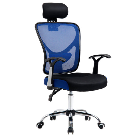 Rootz Ergonomic Office Chair - Swivel Chair - Mesh Chair - Adjustable Comfort - 62 x 67 x 108-118 cm - Black and Blue