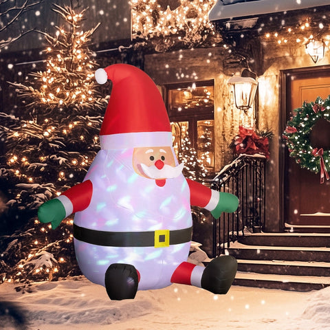 Rootz Inflatable Santa Claus Decoration - Christmas Decor - LED Rotating Light - Polyester - 184cm x 125cm x 183cm
