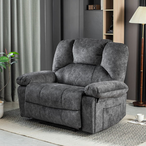 Rootz Extra Wide Manual Massage Chair - Gray Armchair - Recliner Seat - 8-Point Massage & Heating - 115L x 68W x 105H cm