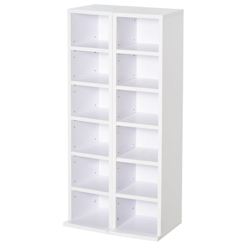 Rootz Set of 2 CD Stands - Media Shelves - Decorative Storage - Organize Up to 204 CDs - 21 x 22.5 x 88.5 cm - White Finish