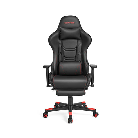 Rootz Ergonomic Office Chair with Armrests - Desk Chair - Lumbar Support - Black/Red - 65cm x 57cm x 89cm