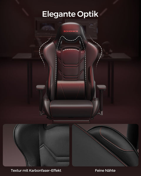 Rootz Ergonomic Office Chair with Armrests - Desk Chair - Lumbar Support - Black/Red - 65cm x 57cm x 89cm