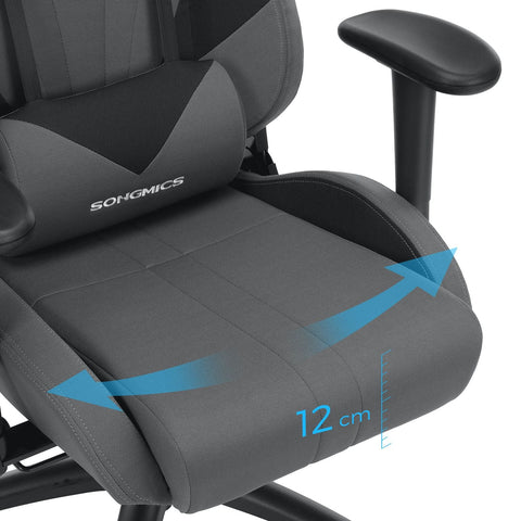 Rootz Gaming Chair - Gray-Black - Polyester Fabric - Cold Foam Padding - Steel Base - PU Armrest - Nylon Core Wheels - 129-139cm x 70cm x 71cm - Ergonomic Design - Adjustable Height - Maximum Comfort - 20.5kg - 150kg Capacity