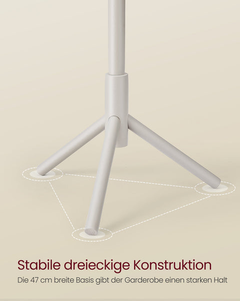 Rootz Solid Wood Coat Rack - White, Sturdy Hanger Stand - Durable & Stylish - 47 x 47 x 175 cm