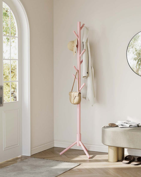 Rootz Winders' Stand in Tree Form - Adjustable Clothes Hanger - Coat Rack Stand - Solid Wood - 47x47x175cm - Pink