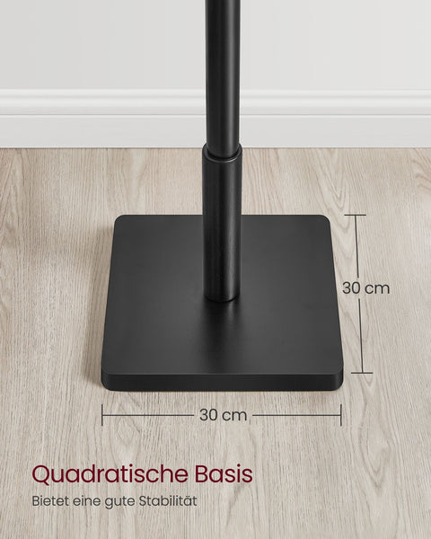 Rootz Coat Rack - Garment Stand - Entryway Organizer - Rubberwood & MDF - Sturdy Construction - Easy Assembly - 30cm x 30cm x 175cm - Ink Black