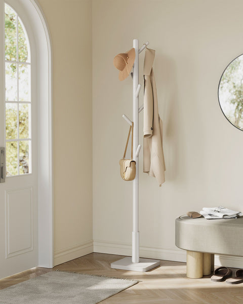 Rootz Rubber Wood Coat Stand - Cappuccino Dye - Wardrobe Stand - Durable Hanger - 30x30x175 cm