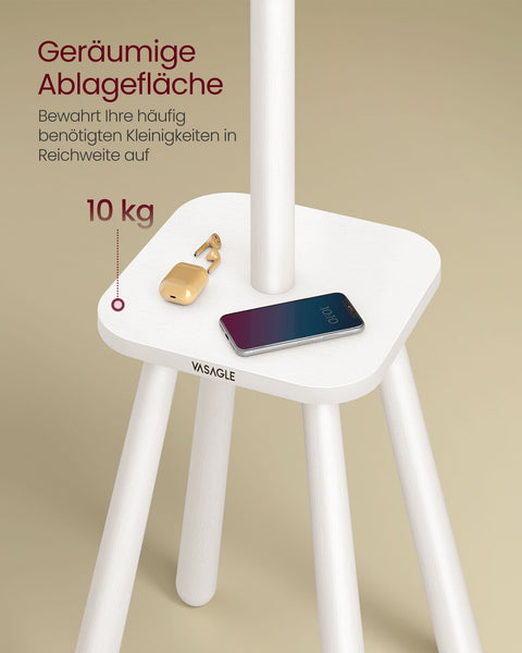 Rootz White Clothes Rack - Wardrobe Organizer - Storage Space - Rubber Wood - 34.7cm x 34.7cm x 170.5cm