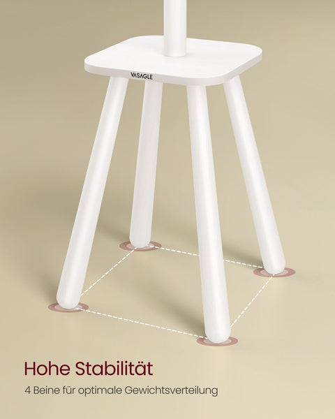 Rootz White Clothes Rack - Wardrobe Organizer - Storage Space - Rubber Wood - 34.7cm x 34.7cm x 170.5cm