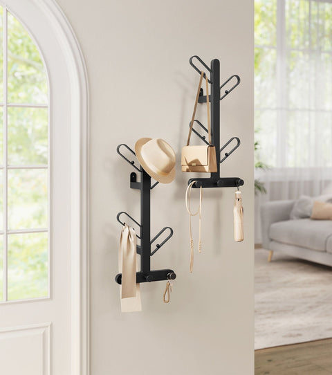 Rootz Wall Wardrobe 2 Set - Storage Cabinet - Wall Closet - Durable Steel - 13cm x 19cm x 41cm - Ink Black - Holds up to 21kg