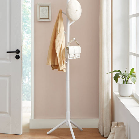 Rootz Coat Rack Stand - Wardrobe - Free-Standing Coat Stand - Stable Base - 8 Hooks - Easy Assembly - Rubber Wood - 47cm x 47cm x 175cm